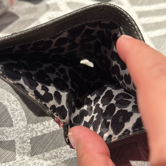 Juicy Couture Rustic Gold Studded Spiked Gray Metallic Bifold Wallet Y2K 4x3.5” - Picture 5 of 7